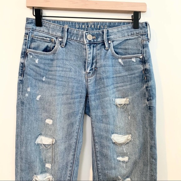 WHBM Destructed Girlfriend Jeans with Chains - Picture 4 of 12